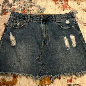 Forever 21 distressed denim mini skirt